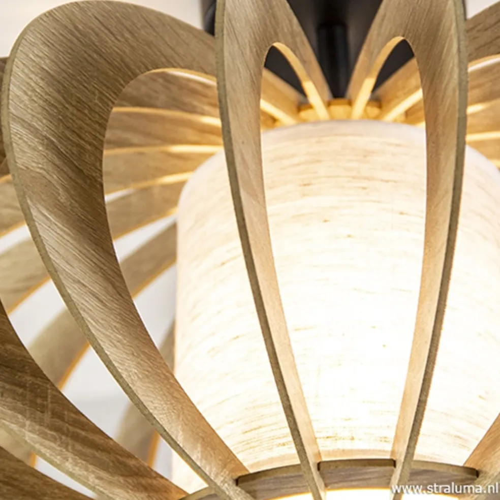Plafondlamp hout lamellen klein