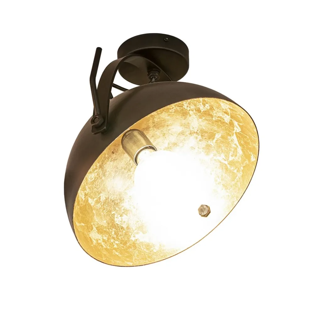 Plafondlamp koepel 30 cm gunmetal/goldleaf