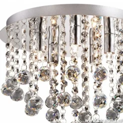 Plafondlamp kristal bollen + chroom 31cm