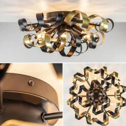 Plafondlamp Krul zwart/goud