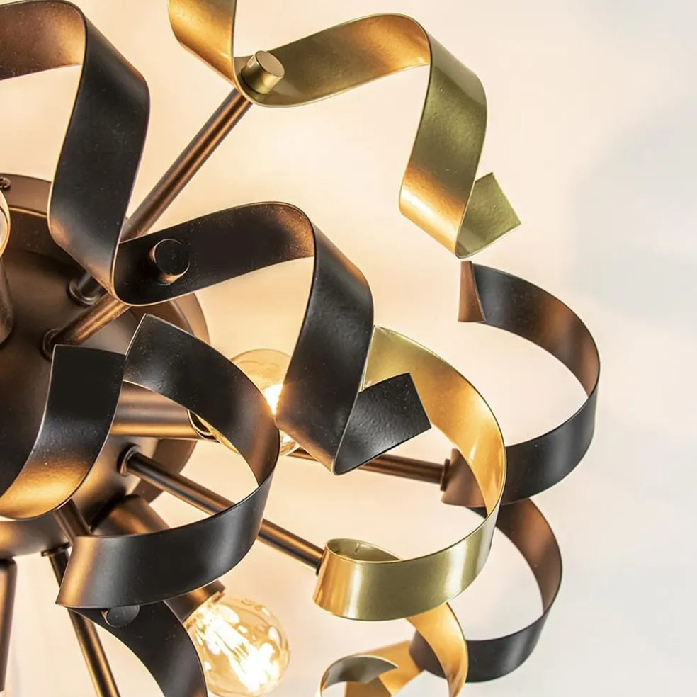 Plafondlamp Krul zwart/goud