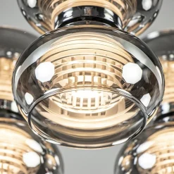 Plafondlamp 3-L chroom/smoke 3-step dim.