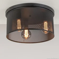 Plafondlamp 3L cilinder gaas zwart 44cm
