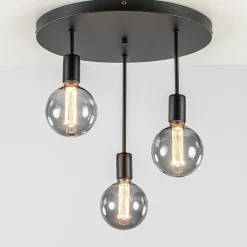 Plafondlamp 3-lichts zwart ex. e27