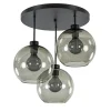 Plafondlamp 3-lichts zwart + smoke glas 25cm