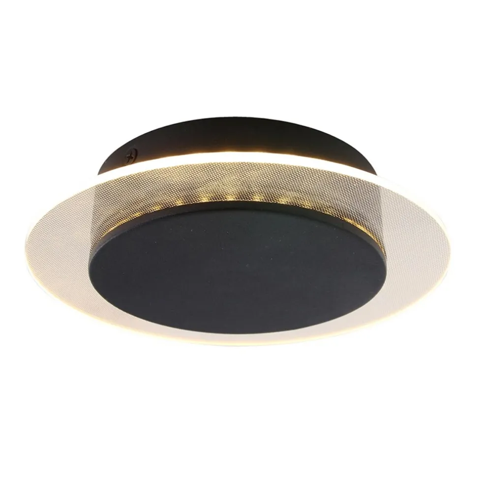 Plafondlamp Lido zwart 17cm indirect