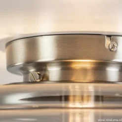 Plafondlamp nikkel + smoke glas