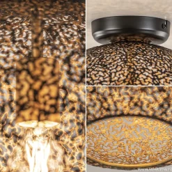 Plafondlamp Oronero bol zwart/goud 30cm