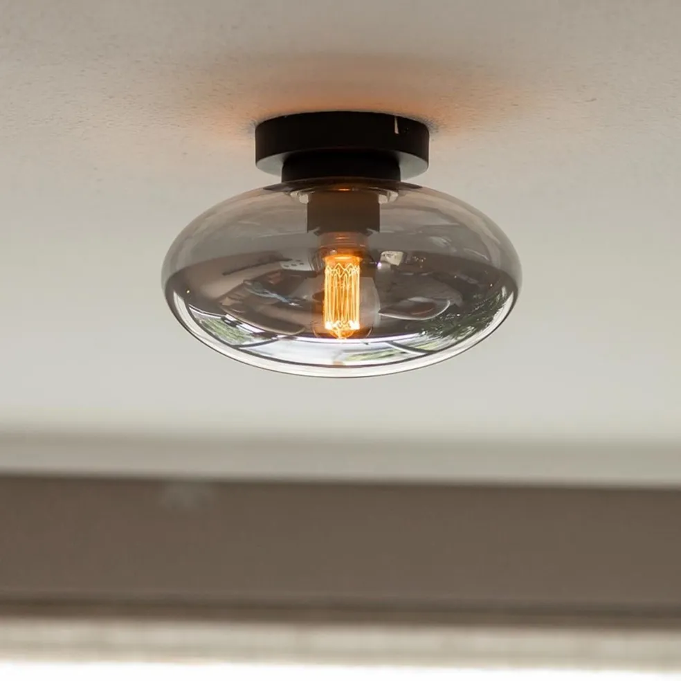 Plafondlamp Reflexion zwart+smoke glas