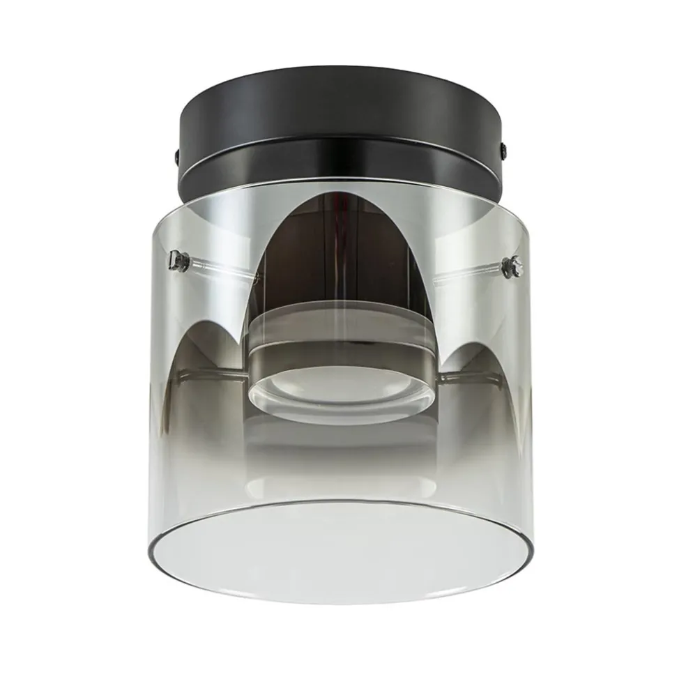 Plafondlamp Salerno zwart/smoke glas