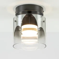 Plafondlamp Salerno zwart/smoke glas