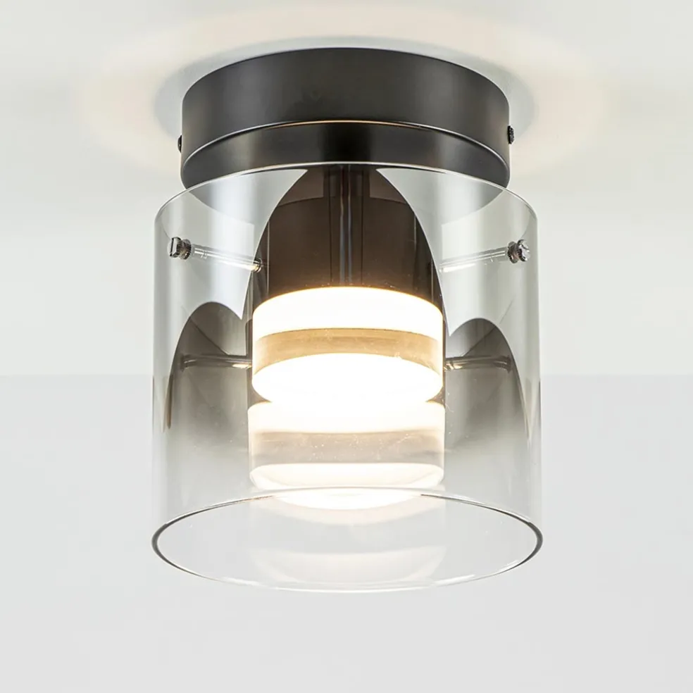 Plafondlamp Salerno zwart/smoke glas