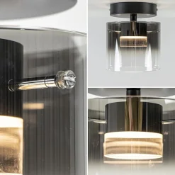 Plafondlamp Salerno zwart/smoke glas