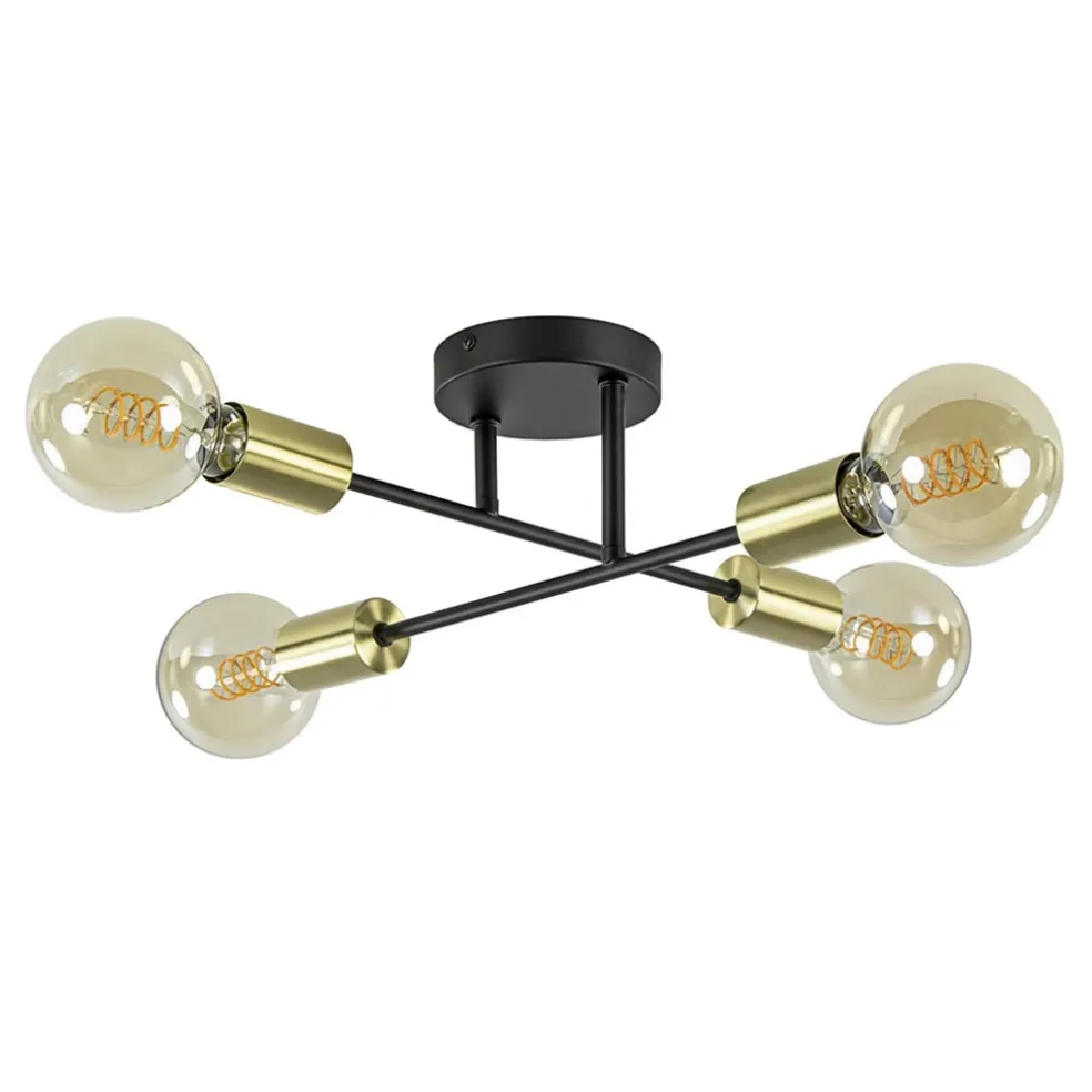 Plafondlamp Sticks 4L zwart/goud