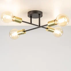 Plafondlamp Sticks 4L zwart/goud