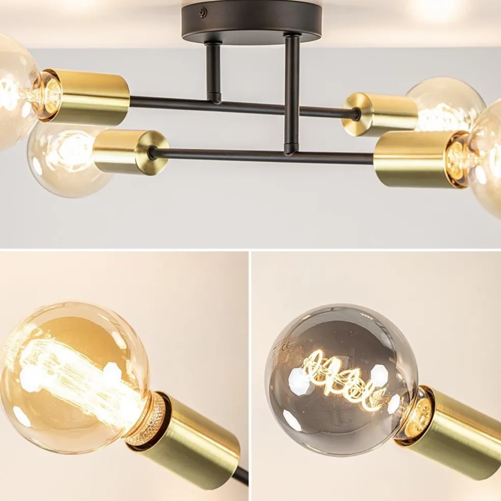 Plafondlamp Sticks 4L zwart/goud