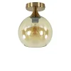 Plafondlamp toilet goud met amber glas