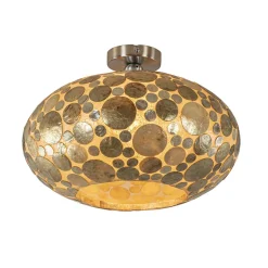 Plafondlamp Ufo goud schelpen 40cm