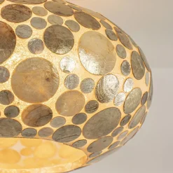 Plafondlamp Ufo goud schelpen 40cm