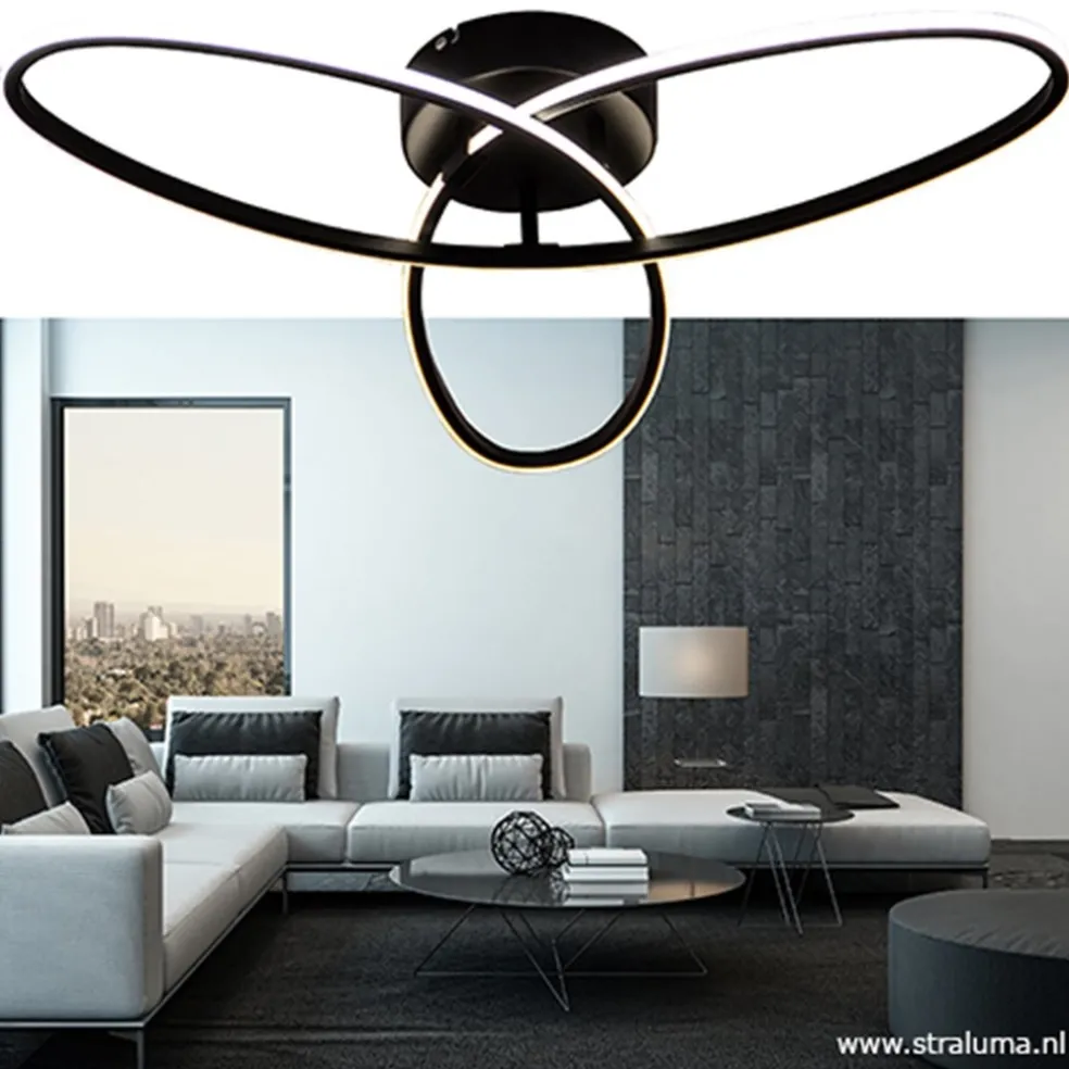 Plafondlamp 3-v eclips zwart 3-st.dimb.