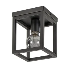 Plafondlamp vierkant frame klein zwart