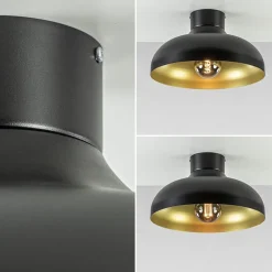Plafondlamp zwart met gouden binnenkant