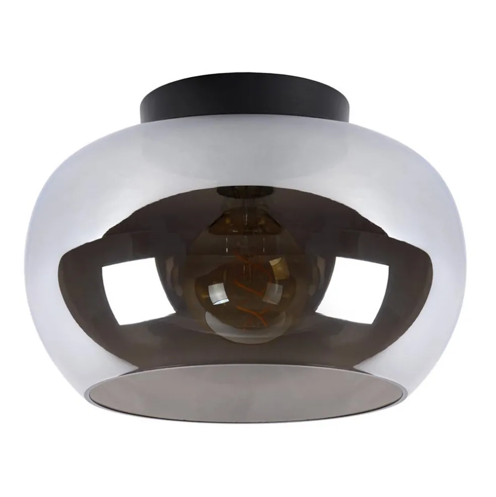 Plafondlamp zwart met smoke glas
