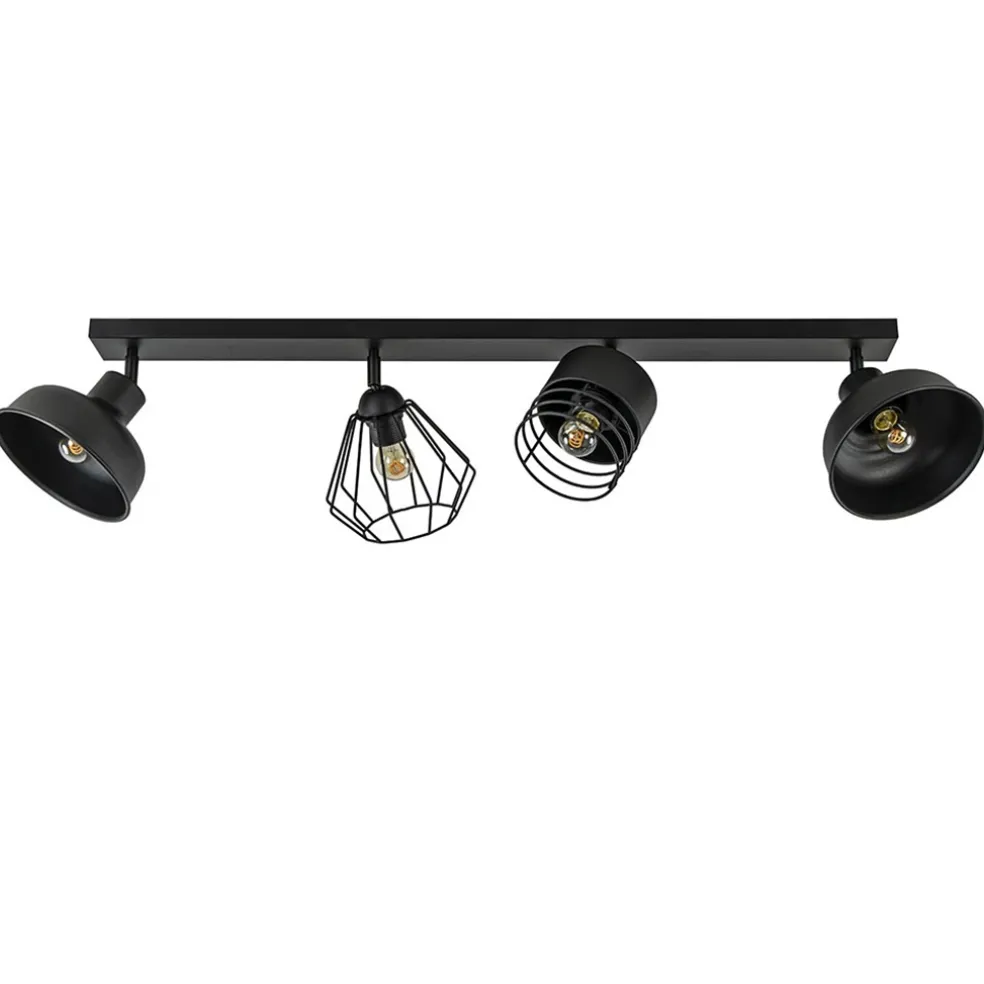 Plafondlamp zwart met verschillende kappen