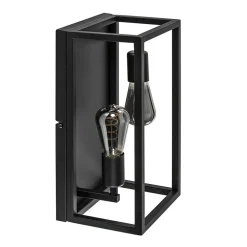 Plafondlamp/wandlamp zwart open frame