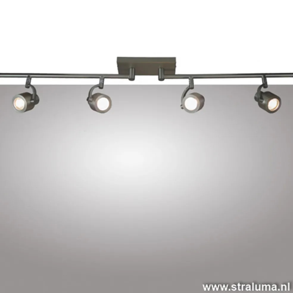 Plafondspot balk 4-lichts nikkel verstel