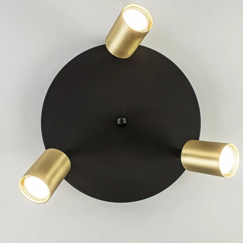 Plafondspot Bounce 3L rond zwart/goud