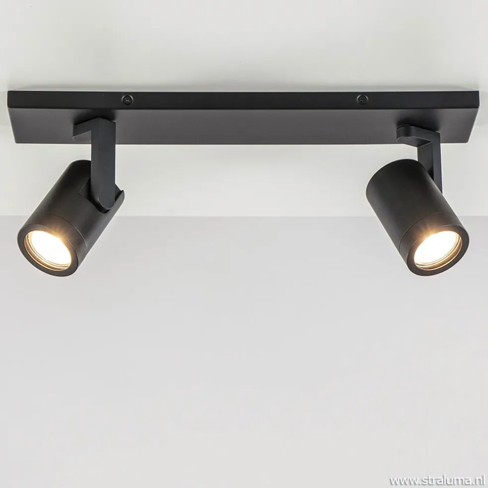 Plafondspot Halo 2L op balk zwart