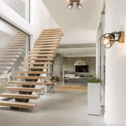 Plafondspot 2-L korf zwart/hout industr.