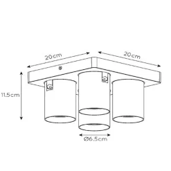 Plafondspot 4L vierkant gunmetal incl. gu10