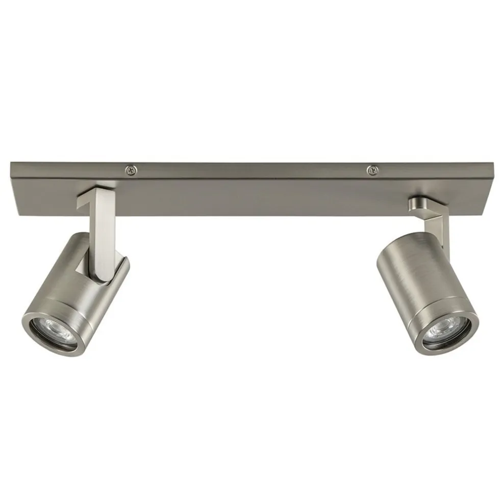 Plafondspot 2-licht op balk nikkel gu10