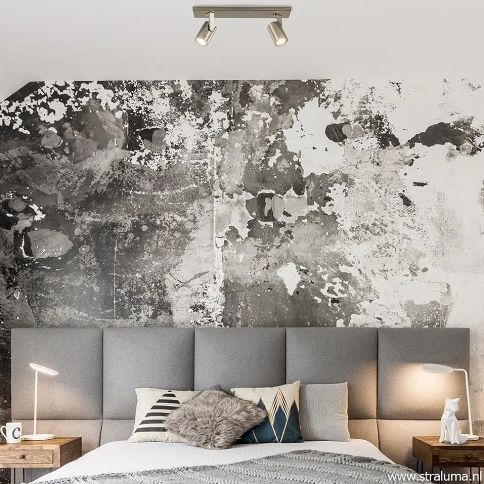 Plafondspot 2-licht op balk nikkel gu10