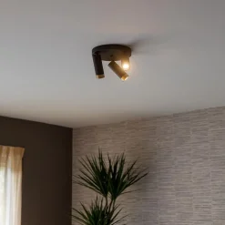 Plafondspot 3-lichts mat zwart/goud verstelbaar