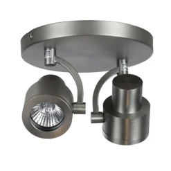 Plafondspot 2-lichts rond nikkel gu10