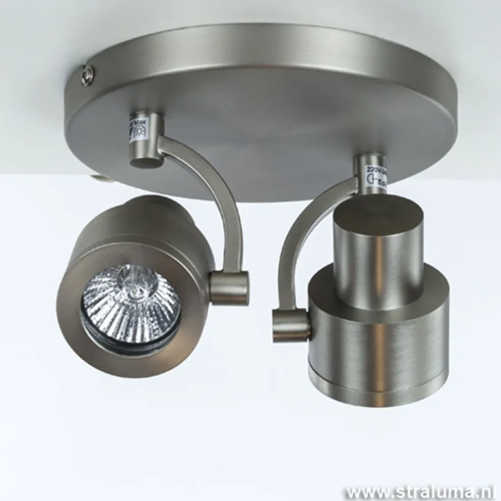 Plafondspot 2-lichts rond nikkel gu10
