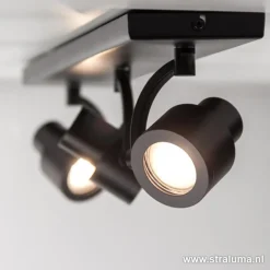 Plafondspot mat zwart balk 3-lichts gu10