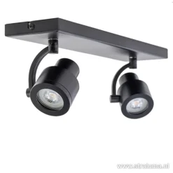 Plafondspot mat zwart balk 2-lichts gu10