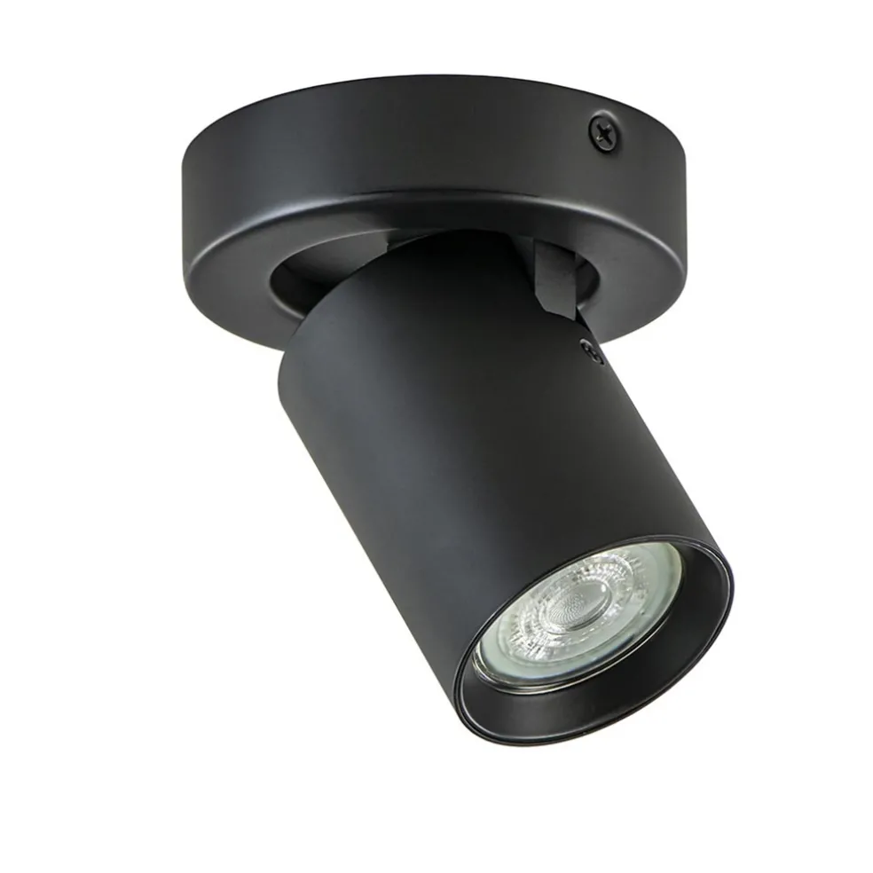 Plafondspot Oliver enkel tube zwart gu10
