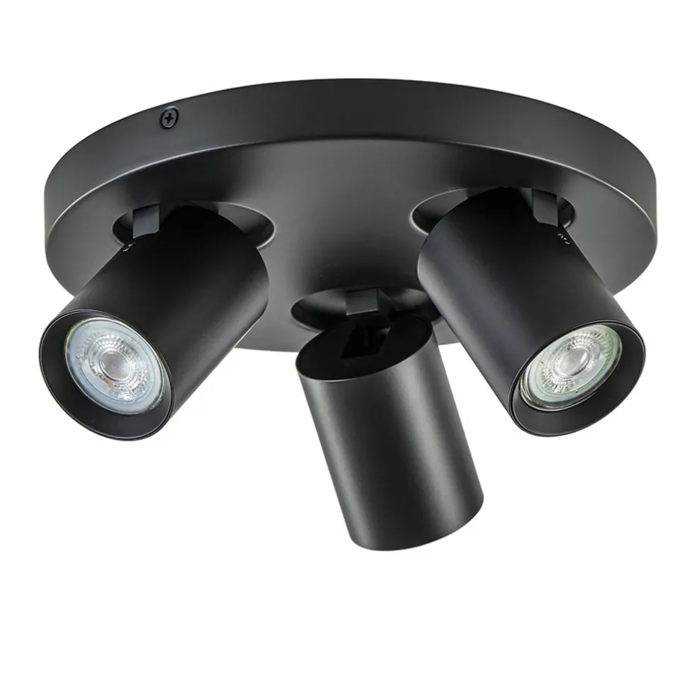 Plafondspot Oliver 3L rond zwart gu10