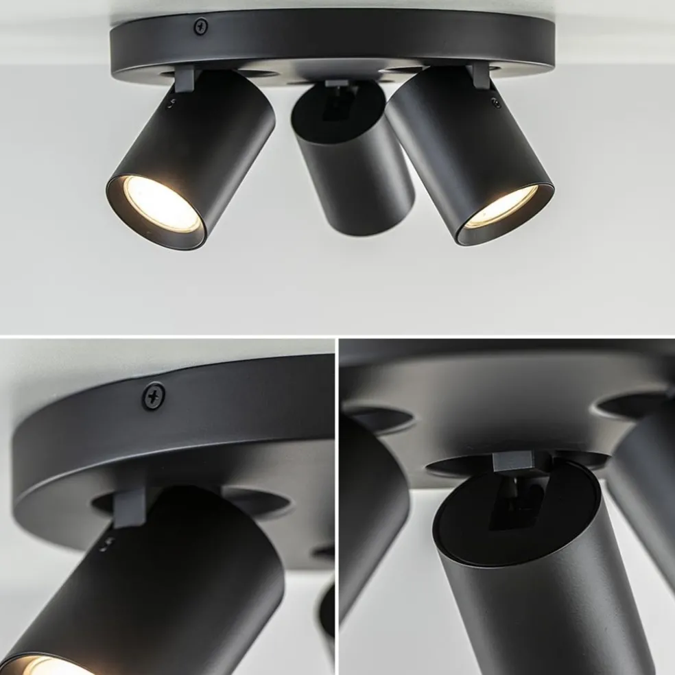 Plafondspot Oliver 3L rond zwart gu10