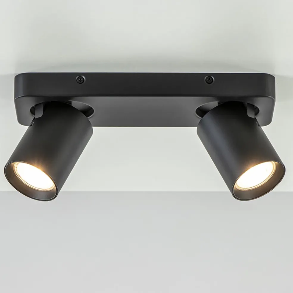 Plafondspot Oliver 2L zwart balk+tubes