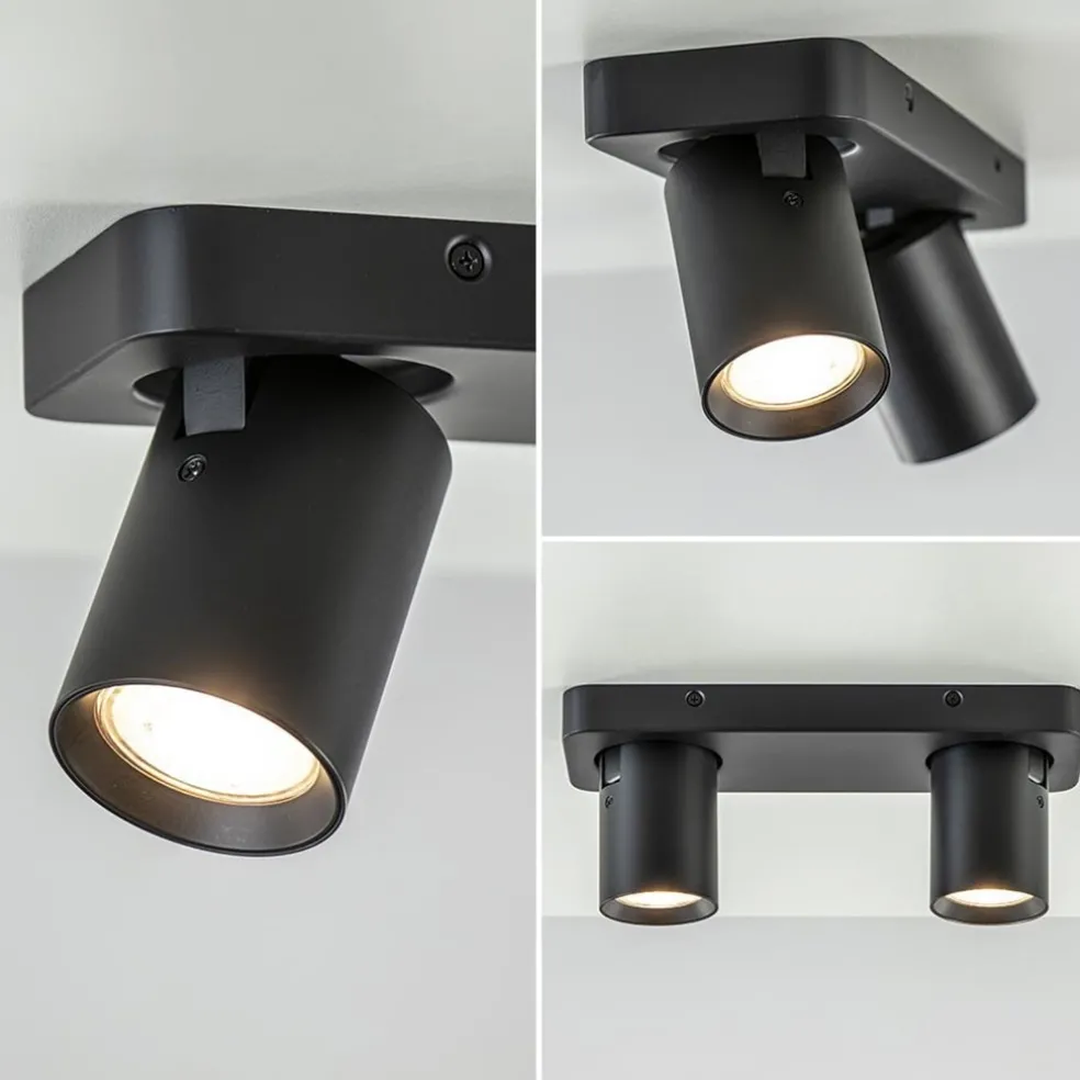 Plafondspot Oliver 2L zwart balk+tubes