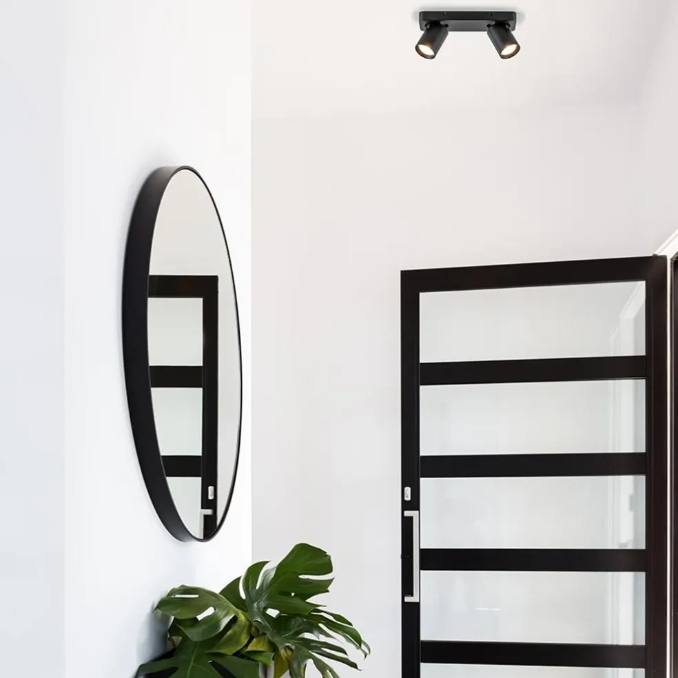 Plafondspot Oliver 2L zwart balk+tubes