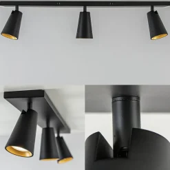 Plafondspot Petunia 3L balk zwart/goud