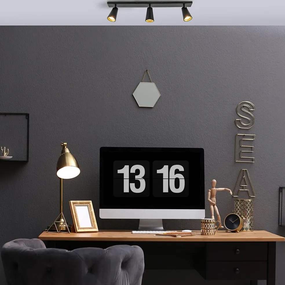 Plafondspot Petunia 3L balk zwart/goud