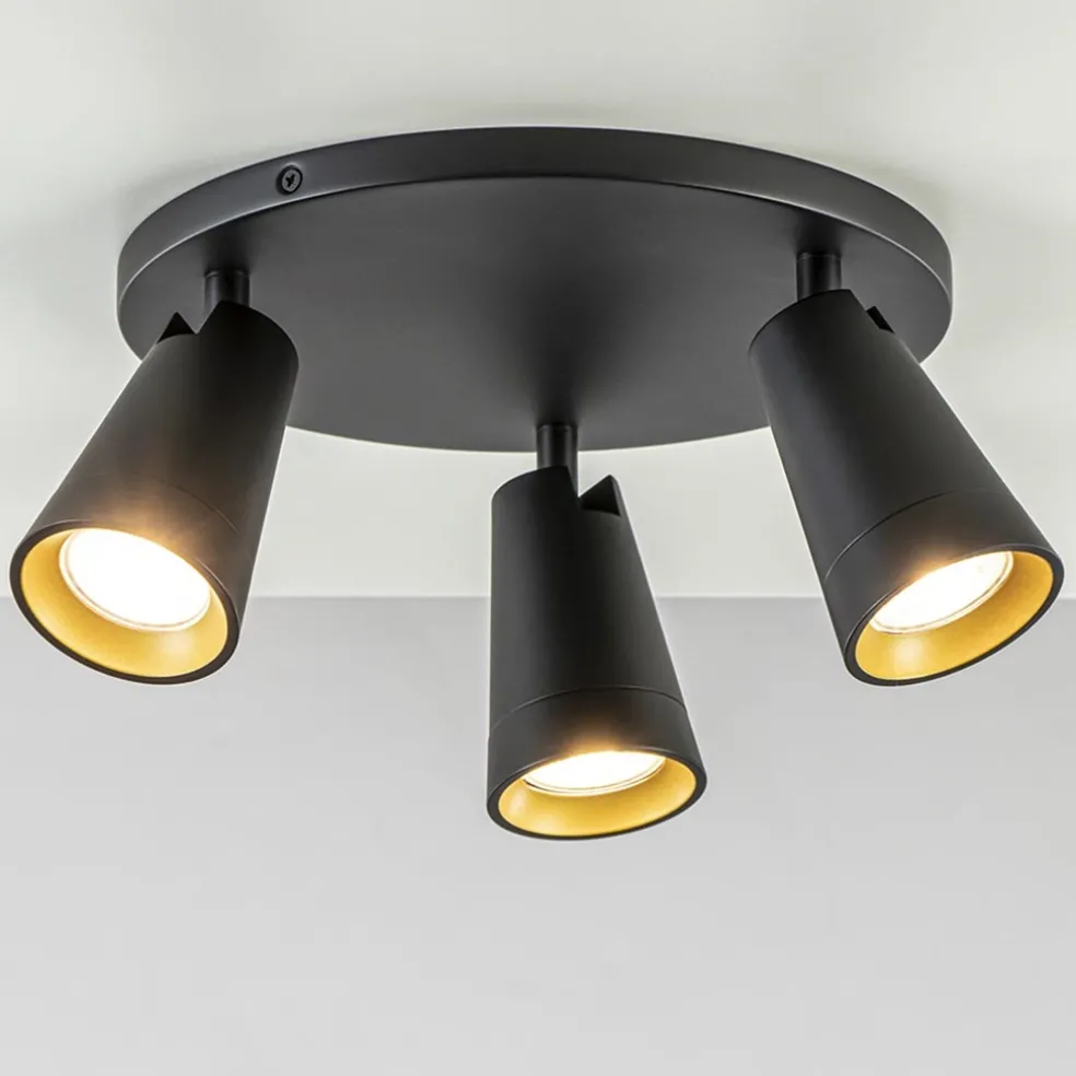 Plafondspot Petunia 3L rond zwart/goud